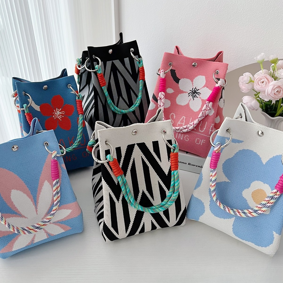 Women's Knitted Handbag Tote B - Travel Accessories Tech ulasan dan harga