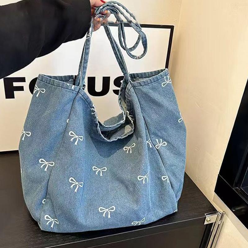 Ladies Bow Decor Denim Canvas  - Travel Accessories Tech ulasan dan harga