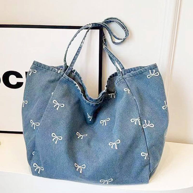 Ladies Bow Decor Denim Canvas  - Travel Accessories Tech ulasan dan harga