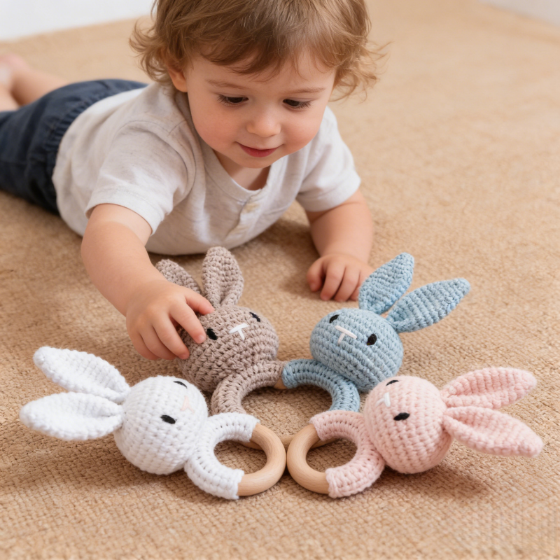 Wooden Baby Rattle Toy Handmad - Travel Accessories For 3 Year Old ulasan dan harga