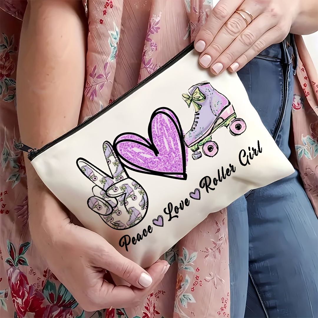 1Pc Peace, Love & Roller Skati - Travel Accessories For Girls ulasan dan harga