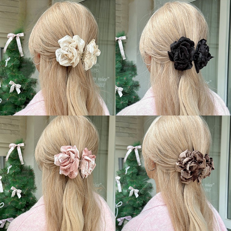 Ins Velvet Rose Hair Claw Clip - Travel Accessories For Girls ulasan dan harga