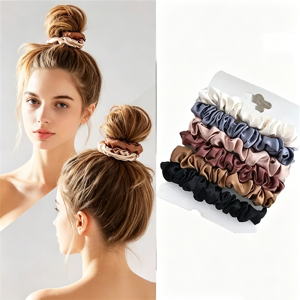 6Pcs Soft Satin Hair Scrunchie - Travel Accessories For Girls ulasan dan harga