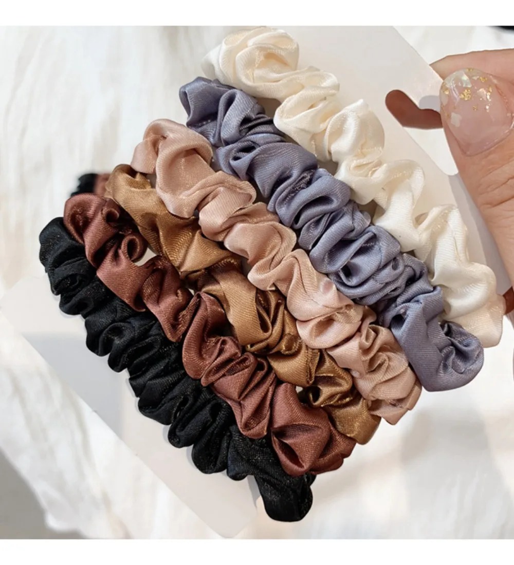 6Pcs Soft Satin Hair Scrunchie - Travel Accessories For Girls ulasan dan harga