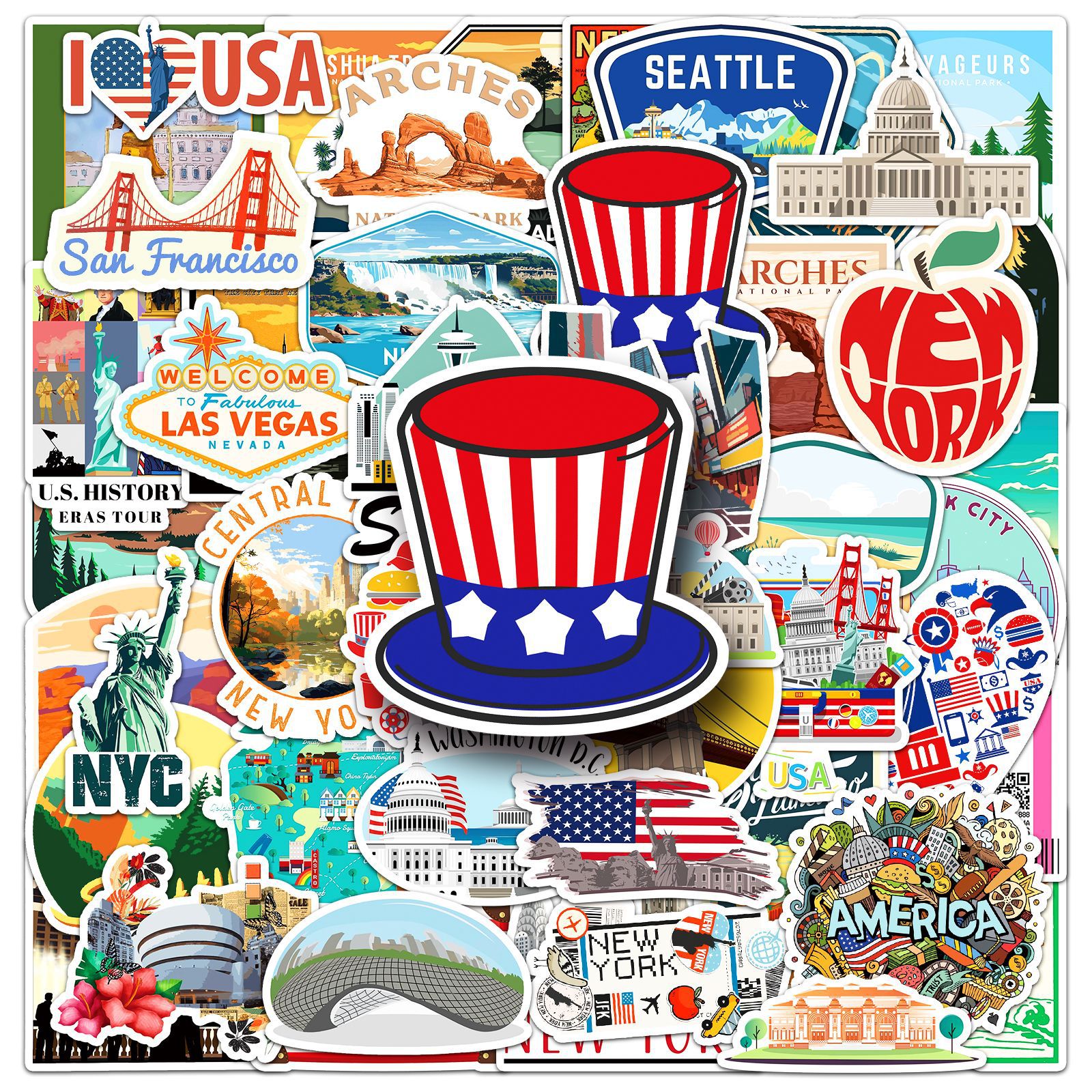 50Pcs US National Park City La - Travel Accessories New York ulasan dan harga