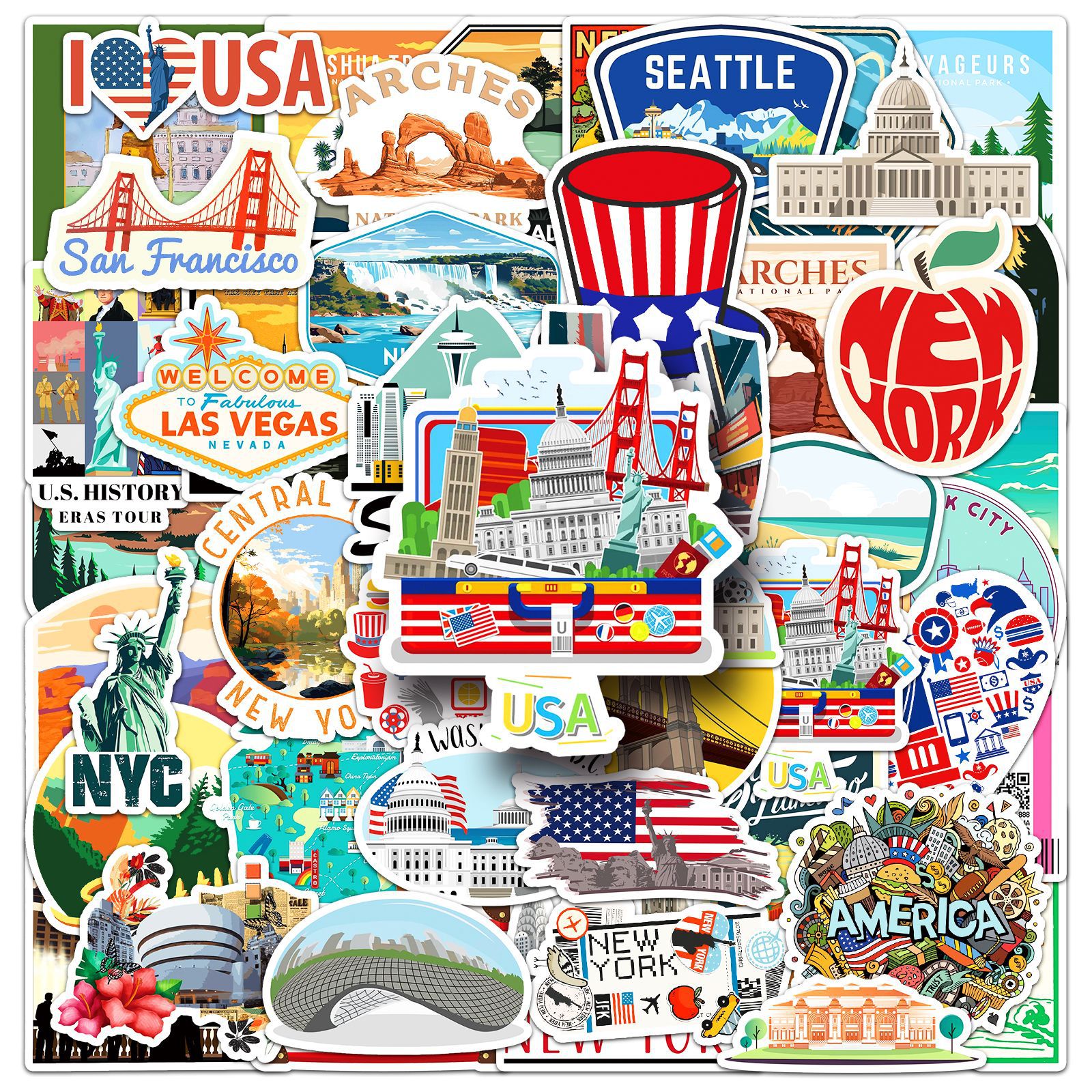50Pcs US National Park City La - Travel Accessories New York ulasan dan harga