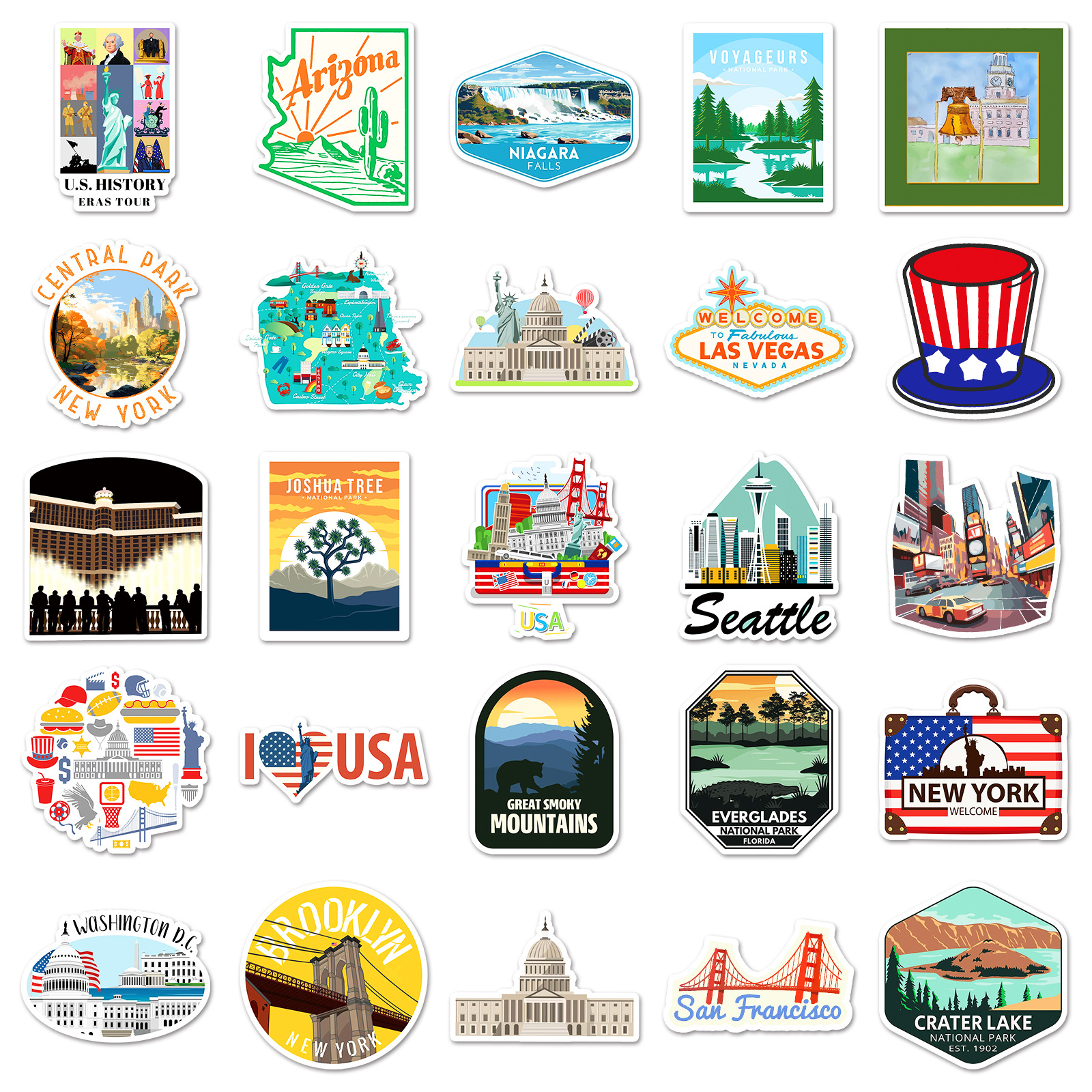 50Pcs US National Park City La - Travel Accessories New York ulasan dan harga